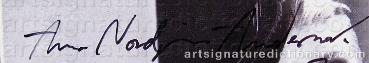 Authentic signature by Anna NORDQUIST ANDERSSON on  artwork