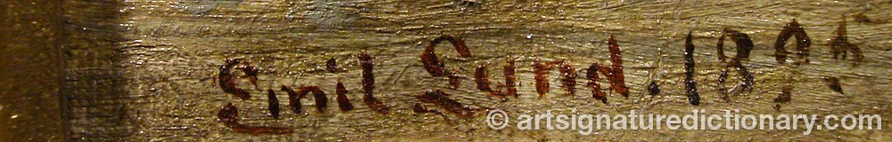Authentic signature by Carl Emil LUND on  artwork