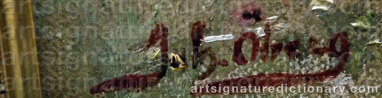 Authentic signature by Johan ÖBERG on Painting/Watercolour artwork