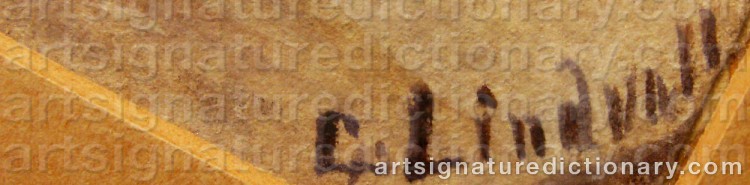 Authentic signature by Fritz LINDVALL on artwork