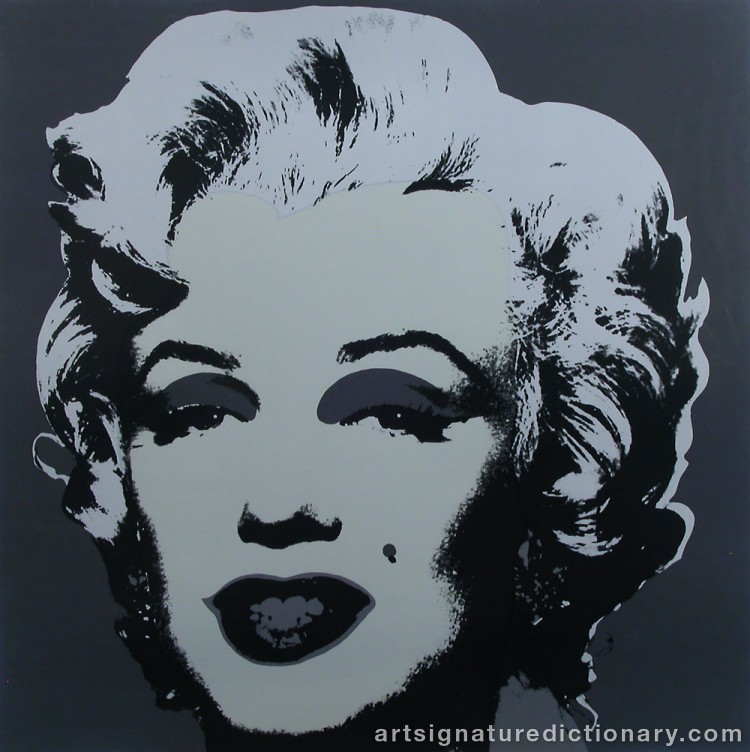 Close-up details showing Andy WARHOL signature forgery characteristics