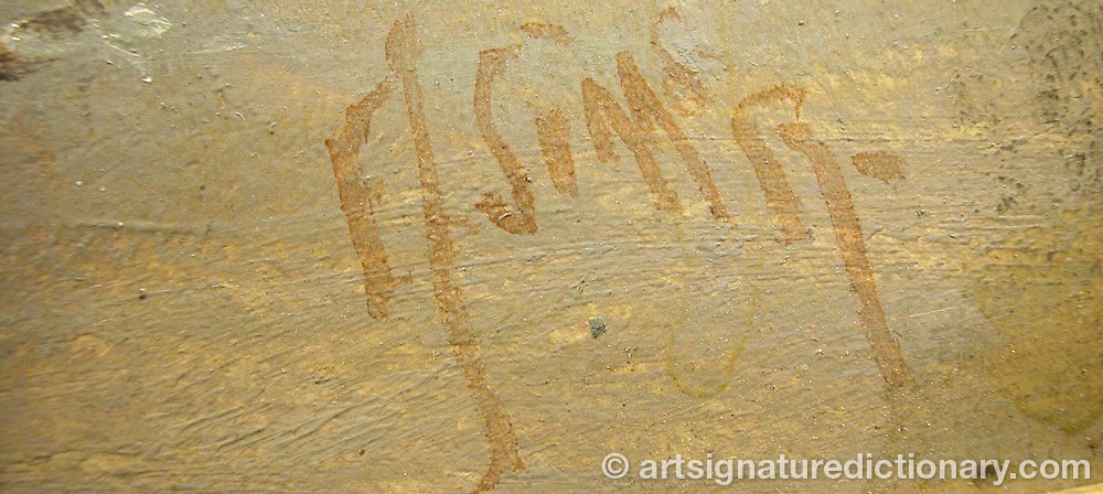 Authentic signature by Frederick J. SIMS on  artwork