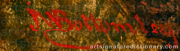 Authentic signature by John William BOTTOMLEY on  artwork
