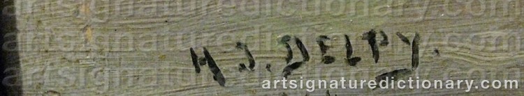 Authentic signature by Jacques Henri DELPY on  artwork