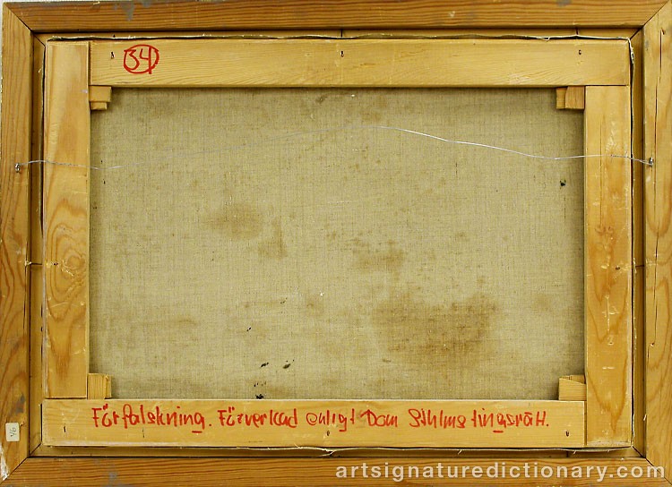 Close-up details showing Evert LUNDQUIST signature forgery characteristics