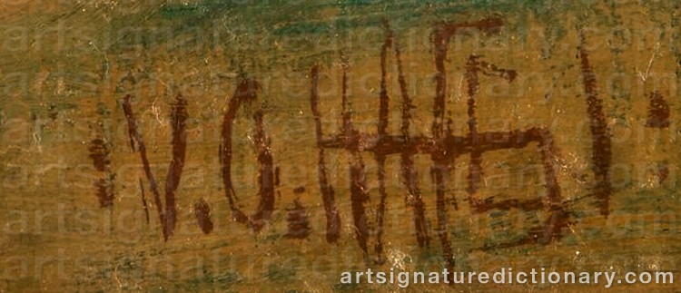 Authentic signature by Virgil Otto HAFEN on Painting/Watercolour artwork