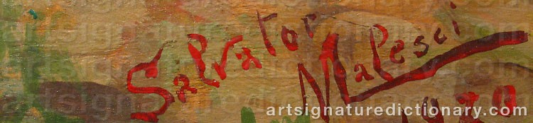 Authentic signature by Salvator MALESCI on  artwork