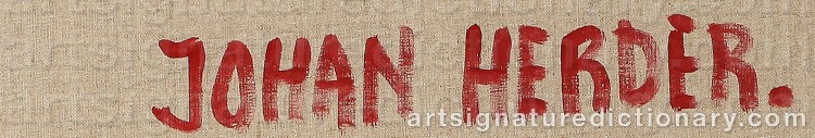 Authentic signature by Johan HERDER on  artwork