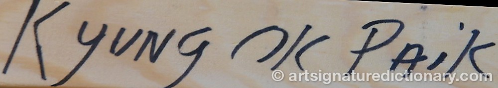 Authentic signature by Kyung-Ok PAIK on  artwork