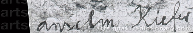 Authentic signature by Anselm KIEFER on  artwork