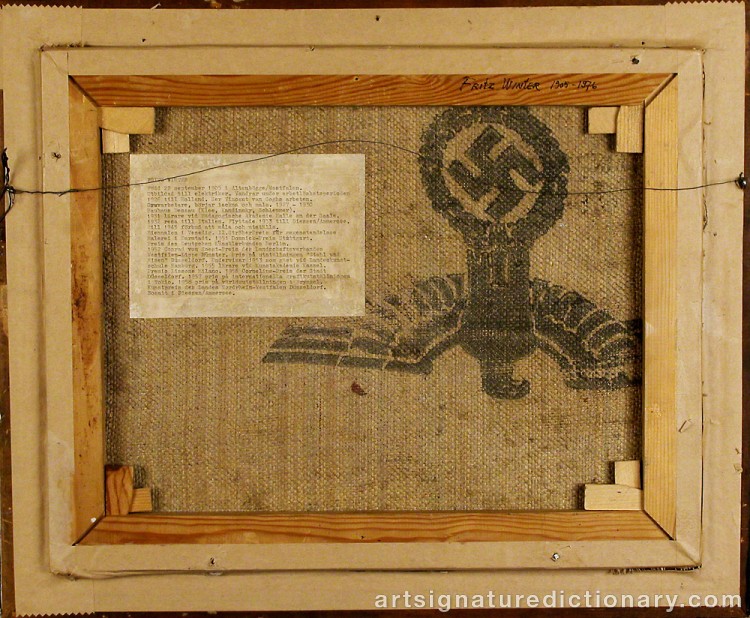 Close-up details showing Fritz WINTER signature forgery characteristics