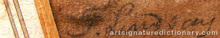 Authentic signature by Thomas LINDSAY on  artwork