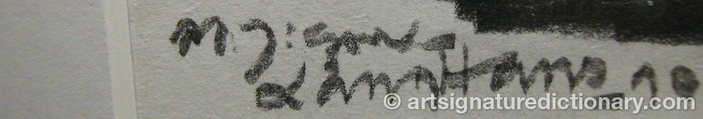 Authentic signature by Marie JONSSON-LÅNGHANS on artwork