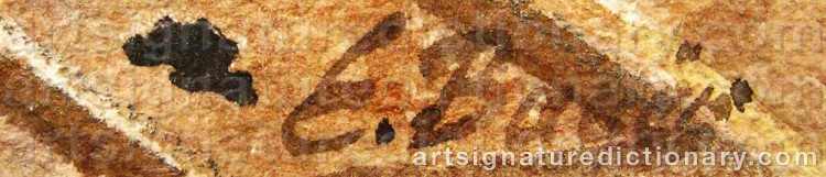 Authentic signature by Eug. BAUER on artwork
