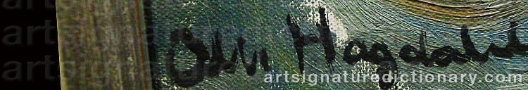 Authentic signature by Olle HAGDAHL on artwork