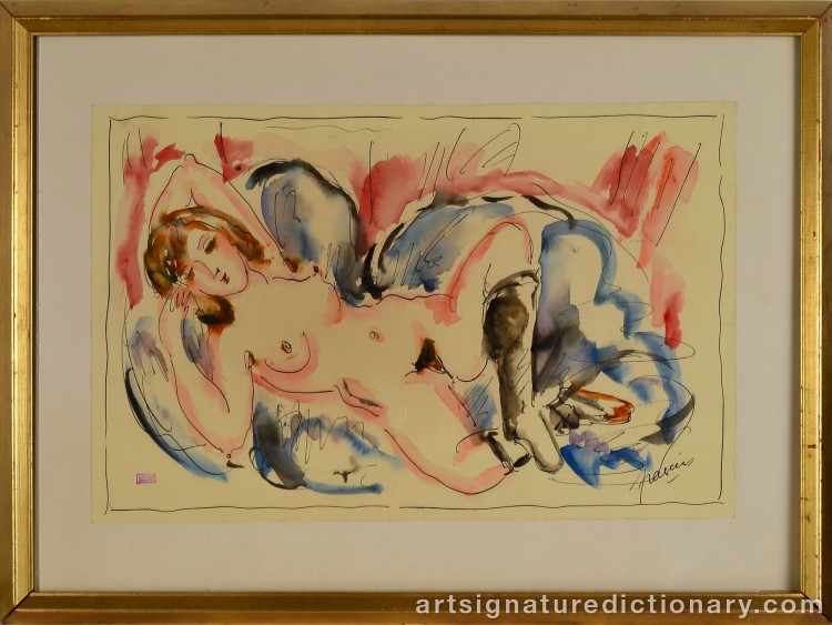 Close-up details showing Jules PASCIN signature forgery characteristics