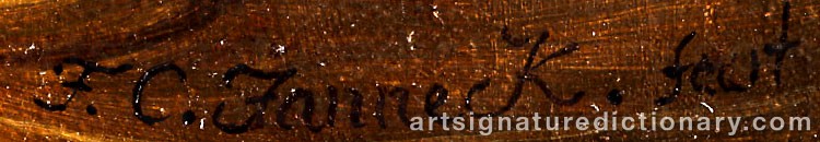 Authentic signature by Franz Christoph JANNECK on  artwork
