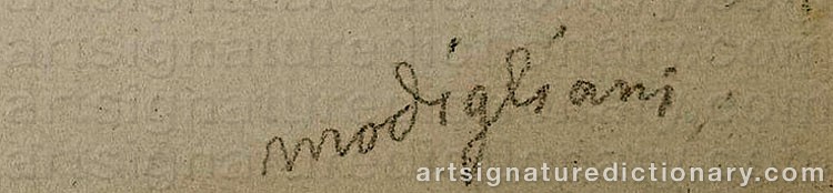 Authentic signature by Amedeo MODIGLIANI on Drawing/Graphic/Print artwork
