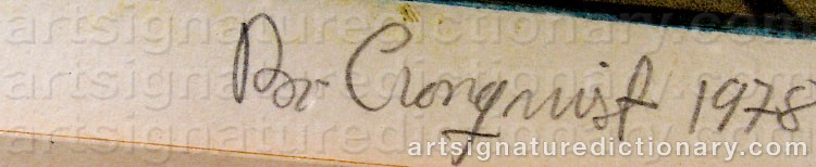 Authentic signature by Bo CRONQVIST on Drawing/Graphic/Print artwork