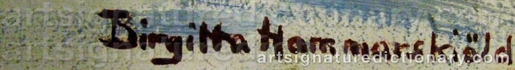 Authentic signature by Birgitta HAMMARSKIÖLD on  artwork