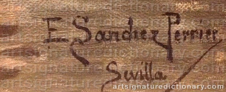 Authentic signature by Emilio SANCHEZ PERRIER on Painting/Watercolour artwork
