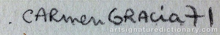 Authentic signature by Carmen GRACIA on  artwork