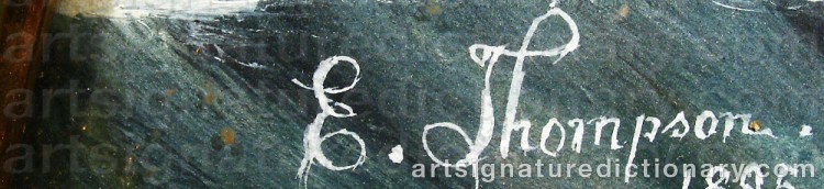 Authentic signature by E. THOMPSON on artwork