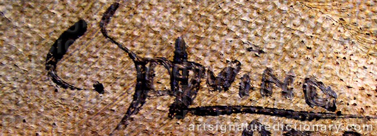 Authentic signature by Carlos SOBRINO on artwork