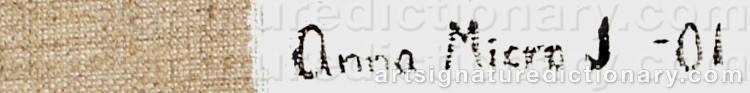 Authentic signature by Anna MICRO JOHANSSON on  artwork