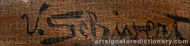 Authentic signature by Viktor SCHIVERT on  artwork