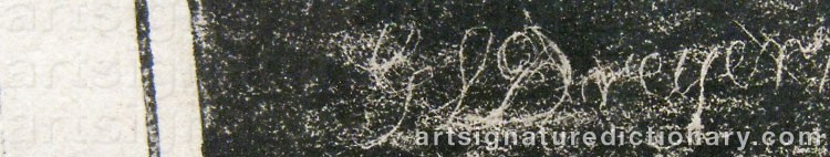 Authentic signature by Georg Leonard DREYER on  artwork