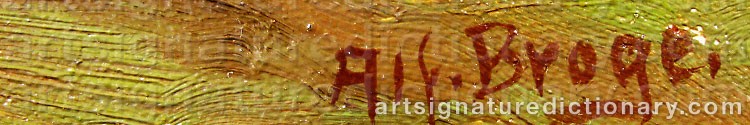 Authentic signature by Alfred K. Harald BROGE on Painting/Watercolour artwork