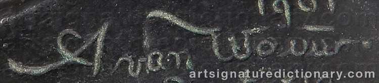 Authentic signature by Anton VAN WOUW on Painting/Watercolour artwork