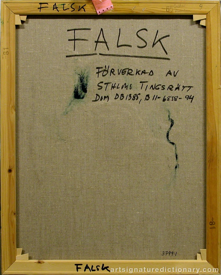 Close-up details showing Erland CULLBERG signature forgery characteristics