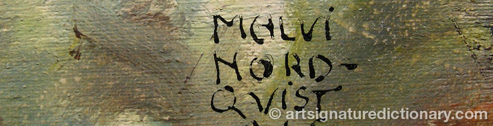 Authentic signature by Malvi NORDQVIST on  artwork