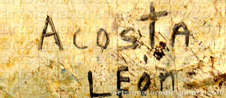 Authentic signature by Ángel ACOSTA LÉON on  artwork