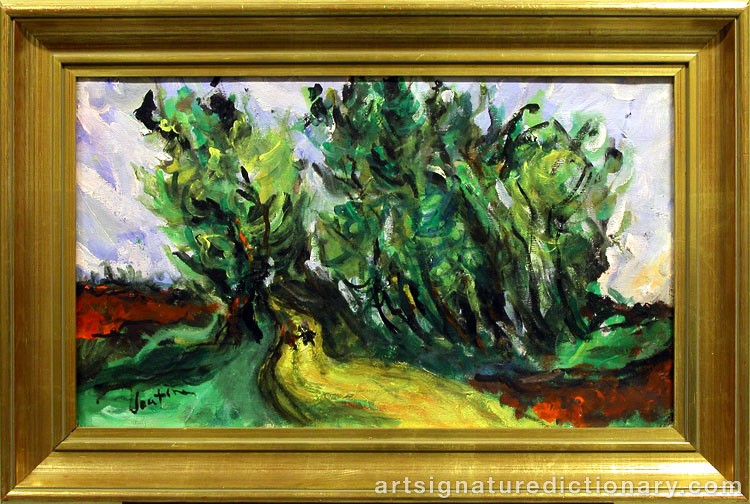 Close-up details showing Chaim SOUTINE signature forgery characteristics