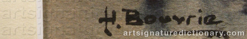 Authentic signature by Henri BOUVRIE on artwork