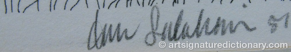 Authentic signature by Jan SALAKARI on artwork