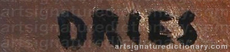 Authentic signature by Jean DRIES on Painting/Watercolour artwork