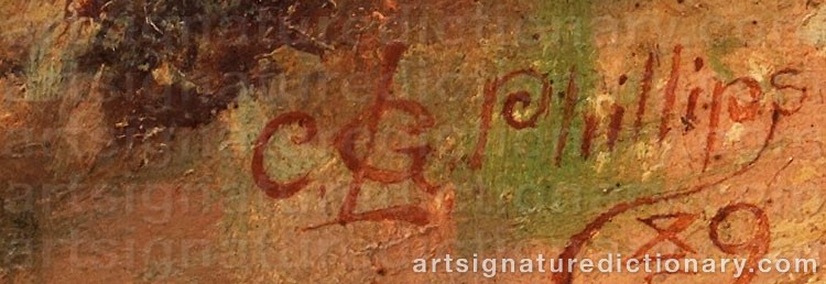 Authentic signature by Charles Gustav Louis PHILLIPS on  artwork