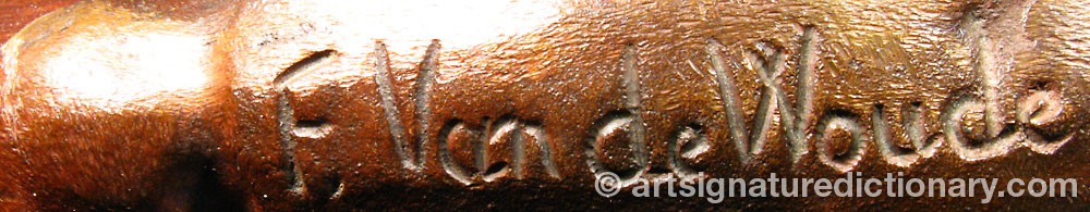 Authentic signature by F. Van De WOUDE on  artwork