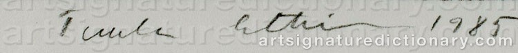 Authentic signature by Tuula LEHTINEN on artwork