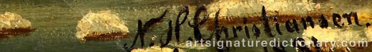 Authentic signature by Nils Hans CHRISTIANSEN on artwork