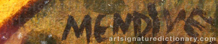 Authentic signature by Manuel MENDIVE on  artwork