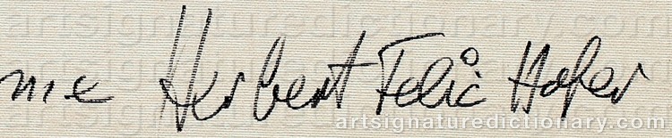 Authentic signature by Herbert Felic HOFER on  artwork