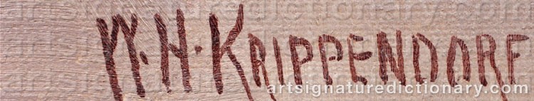Authentic signature by William H. KRIPPENDORF on artwork