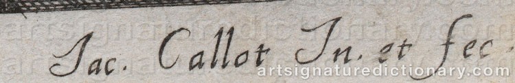 Authentic signature by Jacques CALLOT on artwork