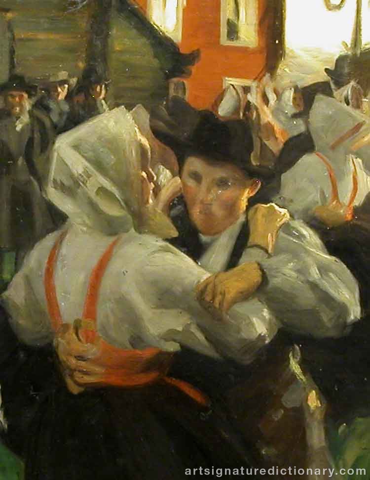 Close-up details showing Anders ZORN signature forgery characteristics