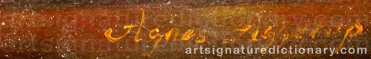 Authentic signature by Agnes AGGERUP on  artwork